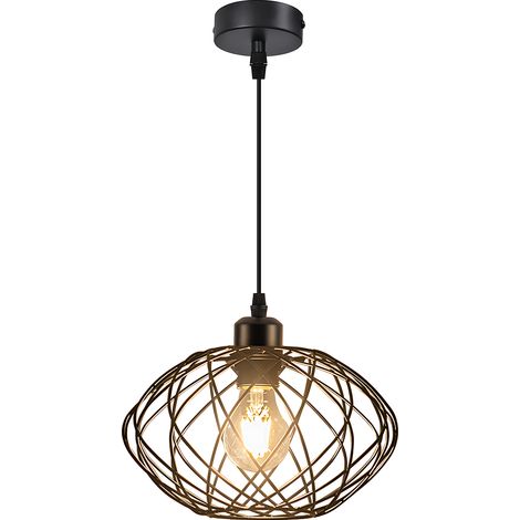 GBLY Lampada a sospensione industriale nera - Lampada a sospensione E27 in metallo vintage Lampada da sala da pranzo retrò Lampada da cucina Ciondolo da soggiorno Corridoio senza lampadina