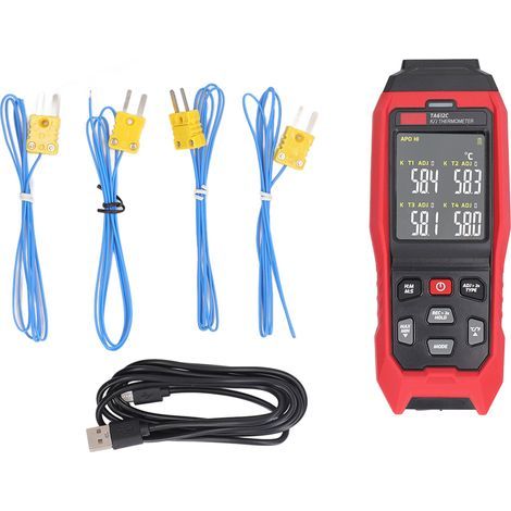 Thermomètre à Thermocouple de Type K, Thermomètre à Température de à 4 Canaux Sonde à Thermocouple Thermomètre Enregistreur de Données (1/5)