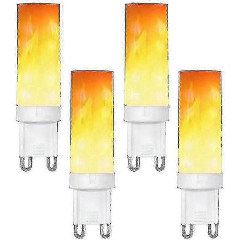 Ampoule LED G9 effet flamme 0,5 W, peinture céramique, 10 lm, 36 x 2835 SMD, 220-240 V CA, 1300-1700 K, diffusion 360°, classe énergétique A, lot de 4 (1/5)
