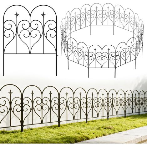 81cm x 6m Metal Garden Fence Border Decorative  Wrought Iron Anti-Rust Fence Panels for Flower Beds, Trees, Animal Barriers (1/5)