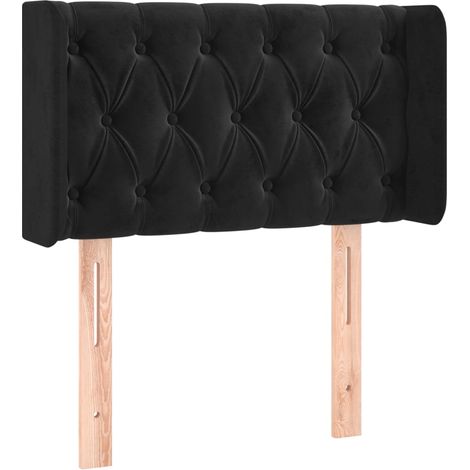 Testiera accessorio letto mobile camera da letto con bordo laterale 83 x 16 x 78/88 cm Tessuto velluto nero TDL0204443