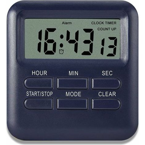 DEESSE SHOP - Minuteur numérique avec fonction horloge/réveil 3 en 1, minuteur de cuisine magnétique, compte à rebours, gestion du temps pour cuisine/étude/sport (bleu foncé) (1/5)