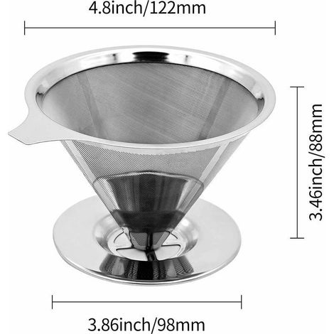 300 mailles Filtre à Café Permanent en Inox sans Papier,Filtre à café réutilisable,Goutteur de Café Cône Réutilisable pour 1 à 4 tasses (1/2)