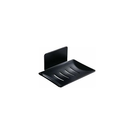 Porte-savon mural adhésif en métal noir, sans perçage, pour salle de bain, cuisine – (1/5)
