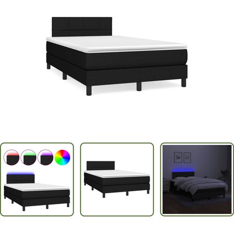 vidaXL LED-Leiste - Boxspringbett mit Matratze & LED Schwarz 120x190 cm Stoff (1/5)
