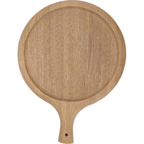 Plateau à pizza rond en bois, non peint, avec poignée, idéal pour la cuisine, les restaurants et les bars à sushis. (1/5)