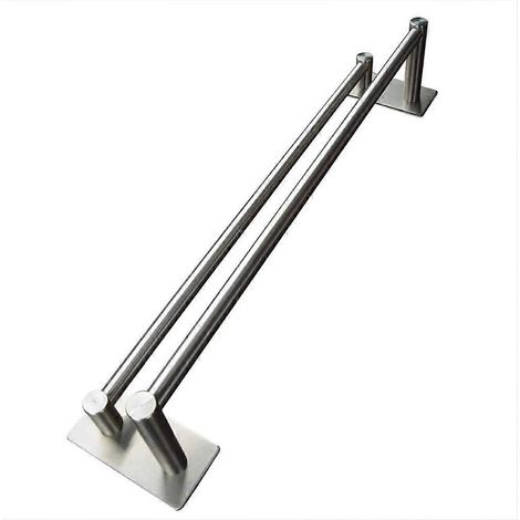 Porte-serviettes double auto-adhésif pour salle de bain ou cuisine, en acier inoxydable SUS304 finition brossée, 40 cm (1/5)