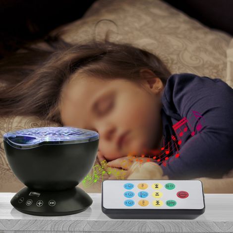LED-Projektorleuchte mit Ozeanwellen-Effekt, 7 Farben, integrierter Musik, schwarz, beruhigendes Nachtlicht fürs Schlafzimmer, Meereseffekt (1/5)
