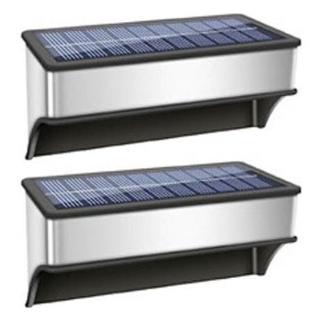 Nouvelle Lampe Murale Solaire Acier Inoxydable, Couleur RGB Changeante, Étanche IP65, Éclairage Clôture Jardin, Lot de 4 (1/5)
