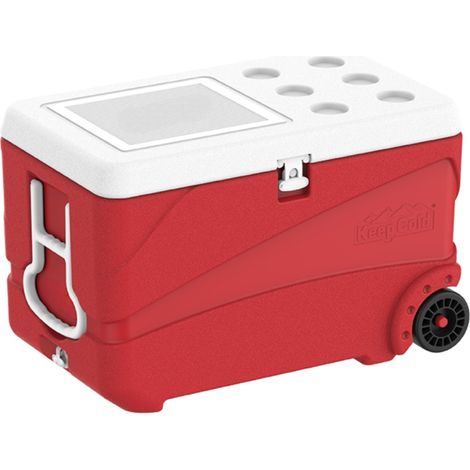 Deluxe Icebox Keep Cold Ghiacciaia Portatile con Ruote Rosso 80L