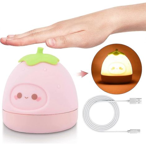 Veilleuse Fraise Citron Rechargeable USB à Intensité Dimmable Lampe de Lit Veilleuse Colorée Décorative Pour Bébé (1/5)