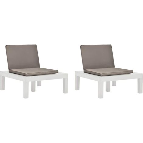 Chaises de salon de jardin et coussins-Chaise de terrasse-Chaise d'extérieur lot de 2 Plastique Blanc 649965 (1/5)