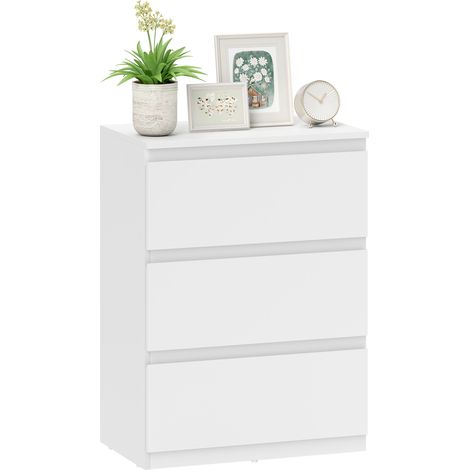 Commode 3 tiroirs blanche moderne pour chambre à coucher (1/5)