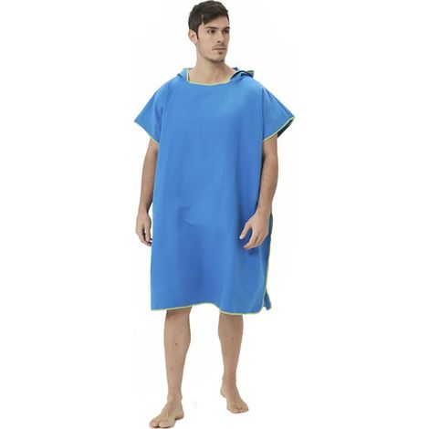 Poncho de surf para mujeres, poncho de baño ultraligero y de secado rápido, también utilizable como ayuda para cambiarse en la playa (azul claro) (1/5)
