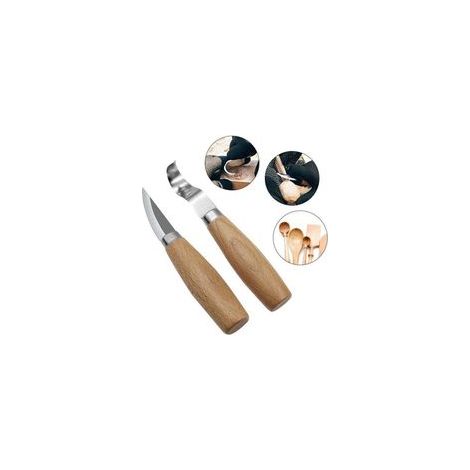 2 Pièces Couteau Sculpture et Couteau Croche Bois - Outils de Sculpture avec Manche en Bois (1/4)