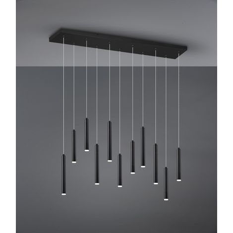 Tubular Modern Suspension 11 schwarze LED-Röhren L115 cm Trio-Beleuchtung (1/4)