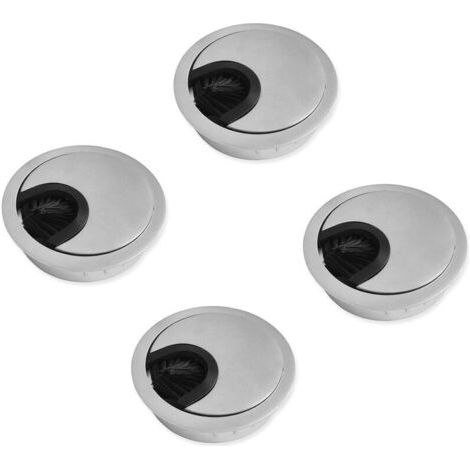 VURAHOME - Couvercle Passe Câbles Fil Rond Ø50mm pour Encastrer sur Table de Bureau Organisateur de Cables pour Meuble Argent Métal Brossé Passage de Câble Cache-Câble Lot de 4 (1/5)