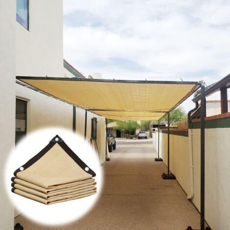 Voile D'ombrage Beige 1m 2m 3m 4m 5m Filet D'ombrage pour Serre Extérieure avec Œillets Renforcés, Tissu D'ombrage pour Parkings, Jardins, Clôtures De Terrasses (Size : 3x8m(10x26ft)) (1/4)