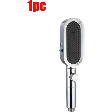 Pommeau de douche puissant 3 jets (argenté, 1 pièce) anti-calcaire et facile à nettoyer. Pommeau de douche flexible à main pour le bain. (1/5)