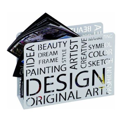 Porte-revues design en métal laqué blanc (1/4)