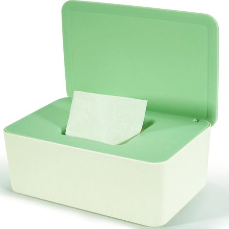 Baby-Feuchttücherbox, Feuchttücherbox, grüne Aufbewahrungsbox mit Deckel für Feuchttücher, Feuchttücherbox für die (1/5)