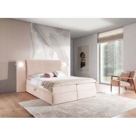 Boxspringbett Bett MARTEN 160x200cm Set.1 in Stoff Magic Velvet Hellrosa (1/3)