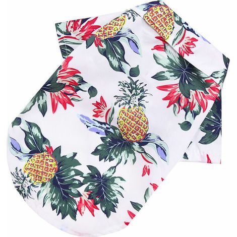 T-shirt pour chien - Motif plage - Imprimé cocotier hawaïen - Vêtement d'été pour animal domestique - 1 pièce (5XL, Ananas Blanc) (1/5)