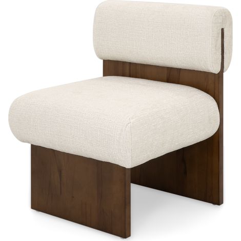 Sillón Leah Acolchada con Espuma Densa 40 kg/m³, Madera de Abedul, Diseño Escandinavo, Acogedora y Elegante, Blanco, 60x60x75 cm, MOG Casa (1/5)