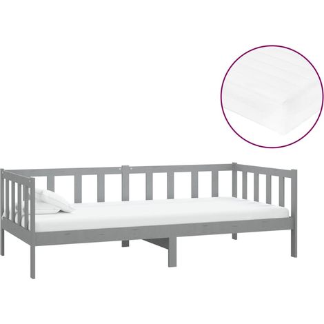 Maison Exclusive - Tagesbett mit Matratze 90x200 cm Grau Kiefer M