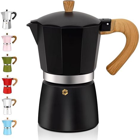 Espressokanne aus Aluminium für 3 Tassen, ideal für den Herd, mit 150 ml Fassungsvermögen (5 oz). Perfekt für die Zubereitung von italienischem und kubanischem Mokka. (1/5)