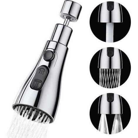 360-degree kitchen sink sprayer, 3 nozzle modes with aerator, kitchen faucet head.