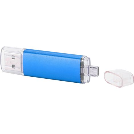 Clé USB 2.0 OTG 2 en 1, disque U haute capacité de stockage de données, bleue, 64 Go