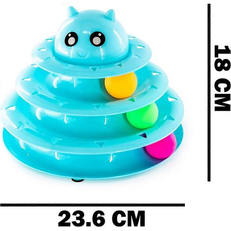 Jouet interactif pour chat avec balle à rouler - vert Tour à 3 niveaux avec 3 balles de couleurs différentes Jeu d'adresse à 3 niveaux avec balles Puzzle pour chat (1/5)