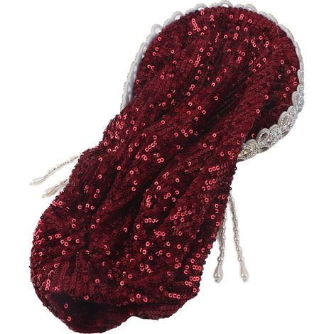 Hijab for Women Elegant Elastic Flexible Soft Silky Hot Rhinestones Bow Muslim Headband Women's Hat HeadscarfWine Red (1/5)