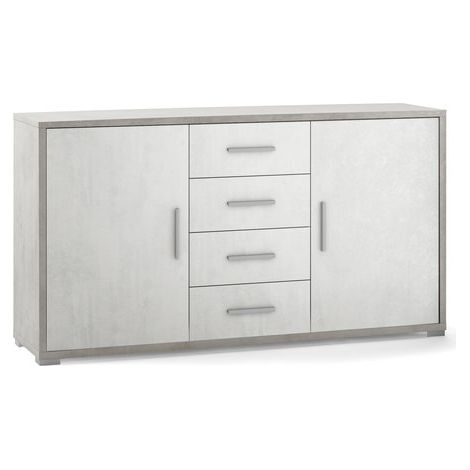 mobile 2 ante 4 cassetti cemento e bianco, 154x84x41 cm