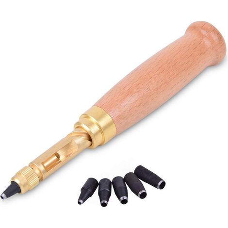 Strumento automatico per la perforazione della pelle con viti, dotato di 6 punte da 1,5 a 4 mm, per cucire pelle e carta, con fori regolabili e per la rilegatura. (1/3)