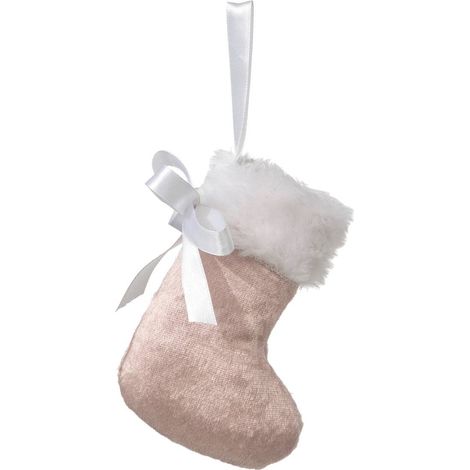 Decoración textil árbol de Navidad bota terciopelo rosa 13cm - Atmosphera créateur d'intérieur