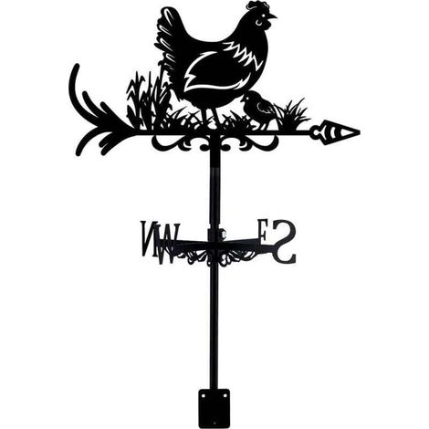 GDHZS-Poule Herbe Métal Animaux Fer Forgé Toit Jardin Direction Signe Extérieur Ferme Décoration Creux Vent Direction Indicateur (1/4)