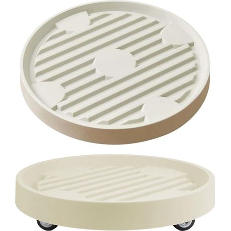 2 Pièces Support de Plantes Rond avec roulettes Dissimulées pour Pot de Fleurs, Chariot à Palettes pour Plantes à 360°, pour l'extérieur Résistant aux Intempéries (1/5)