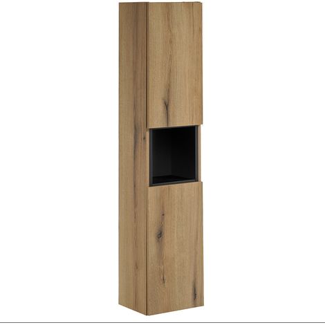 Hochschrank mit Regaleinsatz, Eiche und schwarz, NEWPORT-56-OAK (1/5)