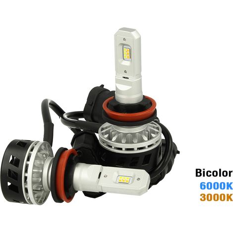 Kit Full Led Canbus H8 H11 30W Dual Color 6000K 3000K Doppio Colore Bianco Giallo Super Luminoso e Antinebbia 12V 24V 5000lm (1/3)