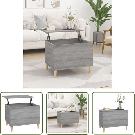The Living Store Table basse Sonoma gris 60x44,5x45 cm Bois d'ingénierie - Table Basse - Meuble Salon - Table D'appoint - Design Moderne - Plateau Relevable (1/5)