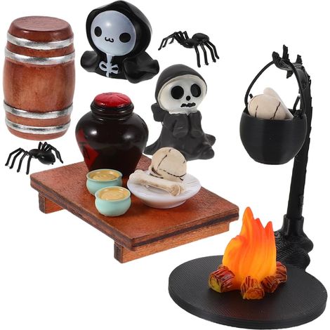 Mini Crânes Plastique Statues de Squelettes Accessoires Miniatures pour Maison de Poupée Décorations Miniatures Halloween de Figurines (1/5)