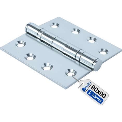 Charnière à roulement galvanoplastie 90 x 90 mm – paumelle pliante robuste en acier charnière de porte lourde pour meubles et placard – GeZu Impex
