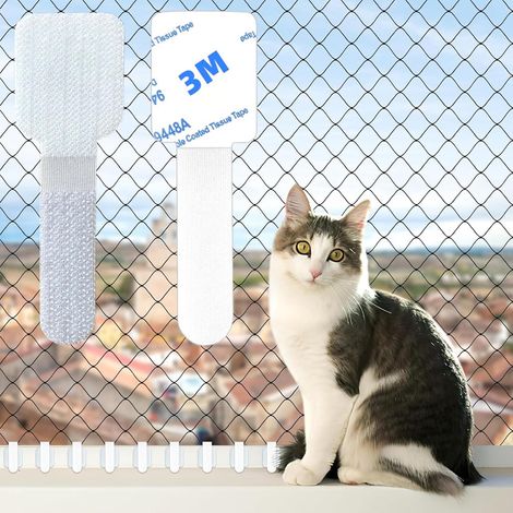 60 Pièces Crochets de Montage pour Filet à Chat en Nylon 30 x 90 mm Crochets de Filet pour Chat de Protection de Balcon Aucun Perçage Requis Conception Autocollante Double Couche Convient pour Clôture (1/5)