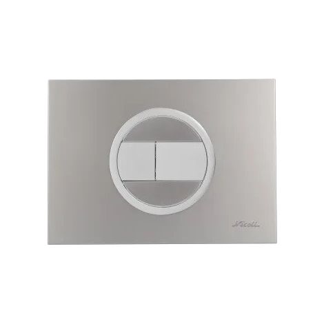 Plaque de commande WC Nicoll Evo rectangulaire 147x204.5mm chromé mat double volume pour bâti-support (1/4)