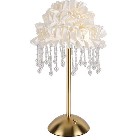 Lampe de chevet nordique rechargeable USB, mignonne et romantique, décorée d'un ruban, idéale pour une table de nuit ou un bureau pour filles et femmes. (1/5)
