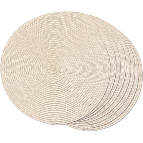 Longziming - Set de 6 sets de table ronds faits main - Durables, résistants à la chaleur et aux taches - Antidérapants et infroissables - Pour la table à manger, les restaurants et les occasions festi (1/5)