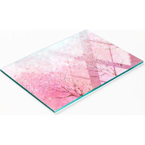 Piatto decorativo multifunzionale in vetro con motivo fiori di ciliegio, per cucina, 80x52 cm. (1/5)
