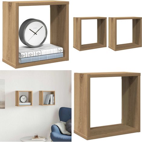vidaXL Würfel-Wandregale 2 Stk. Artisan-Eiche 30x15x30 Holzwerkstoff (1/5)
